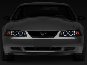 Ford Mustang LED Headlights - Raxiom - Dual LED Halo Projector - Black Housing, Smoked Lens - `99-`04 Ford Mustang LED Headlights - Raxiom - Dual LED Halo Projector - Black Housing, Smoked Lens - `99-`04