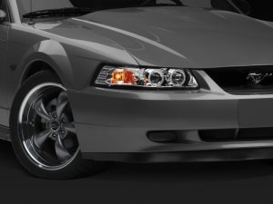 Ford Mustang LED Headlights - Raxiom - Dual LED Halo Projector - Chrome - `99-`04