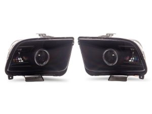Ford Mustang LED Headlights - Raxiom - LED Halo Accent Lighting, Projector Style Light, Black Housing - Smoked Lens - `05-`09