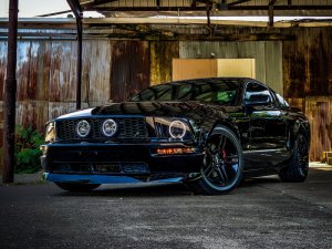Ford Mustang LED Headlights - Raxiom - CCFL Halo Projector - Black Housing/Smoked Lens - `05-`09