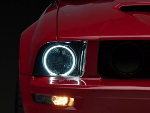 Ford Mustang LED Headlights - Raxiom - CCFL Halo Projector - Black Housing/Smoked Lens - `05-`09