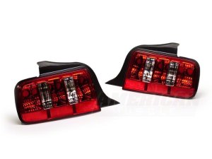 Ford Mustang LED Taillights - Raxiom - Coyote Tail Lights - Chrome Housing - Red/Clear Lens - `05-`09