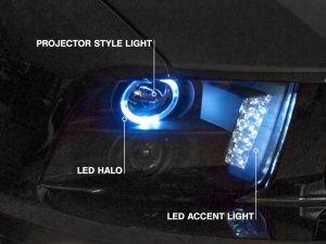 Ford Mustang LED Headlights - Raxiom - Halo Projector - Smoked - `05-`09