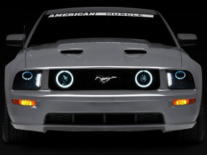 Ford Mustang LED Headlights - Raxiom - Halo Projector - Smoked - `05-`09