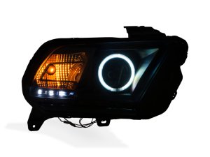 Ford Mustang LED Headlights - Raxiom - Projector, CCFL Halo, LED Accent - Smoked Lens - `13-`14 Ford Mustang LED Headlights - Raxiom - Projector, CCFL Halo, LED Accent - Smoked Lens - `13-`14