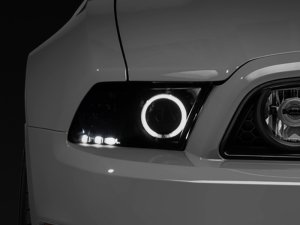 Ford Mustang LED Headlights - Raxiom - Projector, CCFL Halo, LED Accent - Smoked Lens - `13-`14 Ford Mustang LED Headlights - Raxiom - Projector, CCFL Halo, LED Accent - Smoked Lens - `13-`14