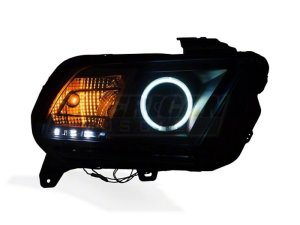 Ford Mustang LED Headlights - Raxiom - Projector, CCFL Halo, LED Accent - Smoked Lens - `13-`14 Ford Mustang LED Headlights - Raxiom - Projector, CCFL Halo, LED Accent - Smoked Lens - `13-`14