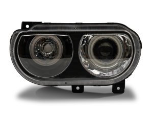 Dodge Challenger LED Headlights - Raxiom - Dual LED Halo Projector - Black Housing - `08-`14