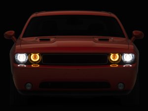 Dodge Challenger LED Headlights - Raxiom - Dual LED Halo Projector - Black Housing - `08-`14