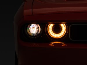 Dodge Challenger Headlights - Raxiom - Halo Projector with Sequential Turn Signals - Black Housing - `08-`14 Dodge Challenger Headlights - Raxiom - Halo Projector with Sequential Turn Signals - Black Housing - `08-`14