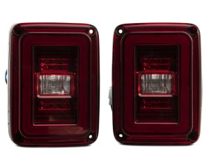 Jeep Wrangler JK LED Taillights - Rear - Raxiom - JL Style with Black Housing - Red Lens - `07-`18