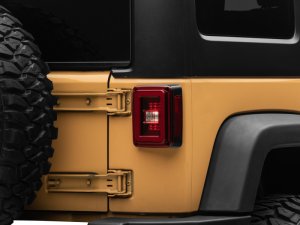 Jeep Wrangler JK LED Taillights - Rear - Raxiom - JL Style with Black Housing - Red Lens - `07-`18