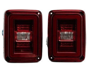 Jeep Wrangler JK LED Taillights - Rear - Raxiom - JL Style with Black Housing - Red Lens - `07-`18