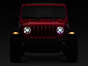 Jeep Wrangler JT LED Headlights - Raxiom - 9-Inch with DRL and Halo, Clear Lens - Black Housing - `18-`22