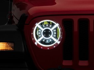 Jeep Wrangler JT LED Headlights - Raxiom - 9-Inch with DRL and Halo, Clear Lens - Black Housing - `18-`22