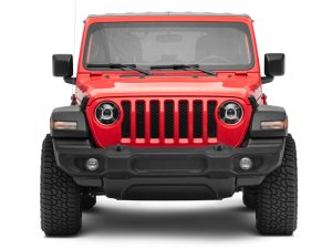 Jeep Wrangler JT LED Headlights - Raxiom - 9-Inch with DRL and Halo, Clear Lens - Black Housing - `18-`22