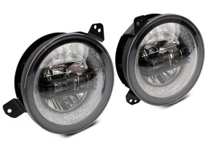 Jeep Gladiator JT LED Headlights - Raxiom - 9-Inch LED Headlights w/RGB Halo - Black Housing - `18-`22 Jeep Gladiator JT LED Headlights - Raxiom - 9-Inch LED Headlights w/RGB Halo - Black Housing - `18-`22