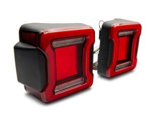 Jeep Wrangler JK LED Taillights - Rear - Raxiom - JL Style - Black Housing, Red Lens - `07-`18