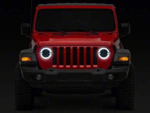 Jeep Wrangler JL LED Headlights - Raxiom - 9-Inch LED Angel Eye - Black Housing - `18-`23