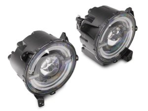 Jeep Wrangler JL LED Headlights - Raxiom - 9-Inch LED Angel Eye - Black Housing - `18-`23