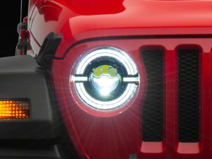 Jeep Wrangler JL LED Headlights - Raxiom - 9-Inch LED Angel Eye - Black Housing - `18-`23