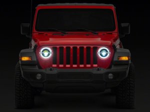 Jeep Wrangler JL LED Headlights - Raxiom - 9-Inch LED Angel Eye - Black Housing - `18-`23