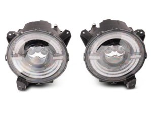 Jeep Wrangler JL LED Headlights - Raxiom - 9-Inch LED Angel Eye - Black Housing - `18-`23