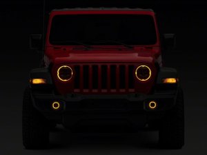 Jeep Wrangler LED Headlights - Raxiom - Axial Series 9-Inch Angel Eye - Black - `18-`23