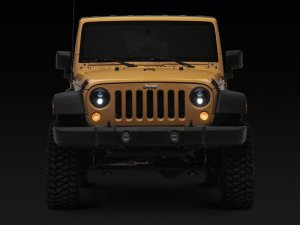 Jeep Wrangler JK LED Headlights - Raxiom - Axial Series DB1 - Black Housing - Clear Lens - `07-`18