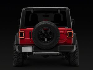 Jeep Wrangler LED Taillights - Raxiom - Red Housing, Smoked Lens - `18-`26