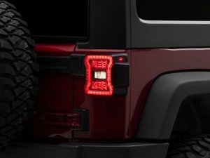 Jeep Wrangler LED Taillights - Rear - Raxiom - Smoked Lens - Red Housing - `07-`18