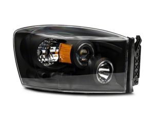 Dodge RAM 1500 LED Halo Projector Headlights - Raxiom - Black Housing with Clear Lens - Black - `06-`08