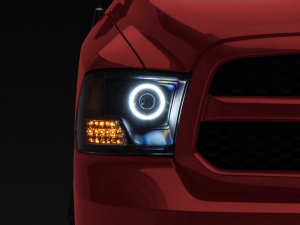 RAM 1500 LED Headlights - Raxiom - Super White LED Halo Projector - Black - `09-`18
