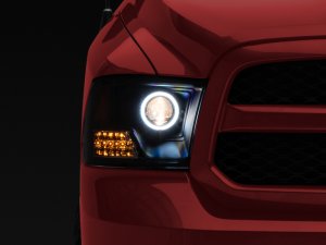 RAM 1500 LED Headlights - Raxiom - Super White LED Halo Projector - Black - `09-`18