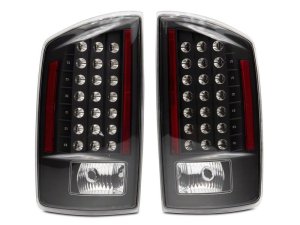 Dodge RAM 1500 LED Taillights - Rear - Raxiom - Clear Lens - Black - `07-`08
