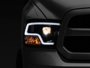 RAM 1500 LED Halo Projector Headlights - Raxiom - Clear Lens - Black - `09-`18