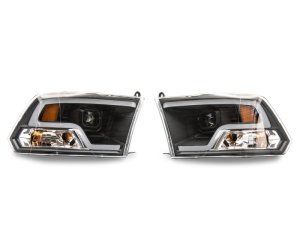 RAM 1500 LED Halo Projector Headlights - Raxiom - Clear Lens - Black - `09-`18