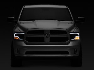 RAM 1500 LED Halo Projector Headlights - Raxiom - Clear Lens - Black - `09-`18