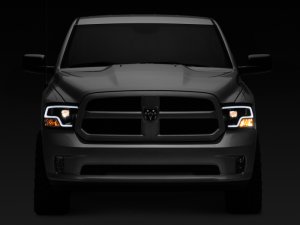 RAM 1500 LED Halo Projector Headlights - Raxiom - Clear Lens - Black - `09-`18