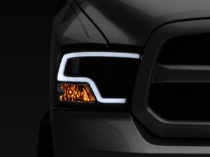 RAM 1500 LED Halo Projector Headlights - Raxiom - Clear Lens - Black - `09-`18