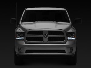 RAM 1500 LED Headlights - Raxiom - Halo with Switchback Turn Signals - Black Housing - `09-`18