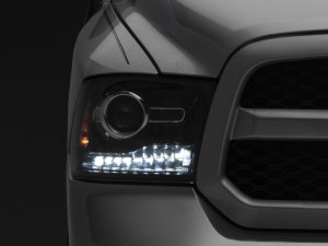 RAM 1500 LED Headlights - Raxiom - Halo with Switchback Turn Signals - Black Housing - `09-`18