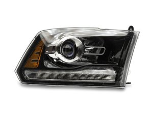 RAM 1500 LED Headlights - Raxiom - Halo with Switchback Turn Signals - Black Housing - `09-`18