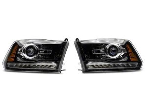 RAM 1500 LED Headlights - Raxiom - Halo with Switchback Turn Signals - Black Housing - `09-`18