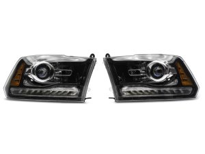 RAM 1500 LED Headlights - Raxiom - Halo with Switchback Turn Signals - Black Housing - `09-`18