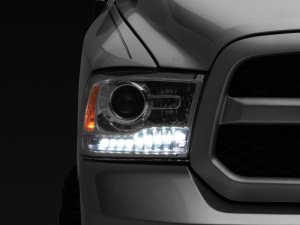 RAM 1500 LED Headlights - Raxiom - Halo with Switchback Turn Signals - Chrome - `09-`18