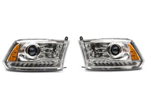 RAM 1500 LED Headlights - Raxiom - Halo with Switchback Turn Signals - Chrome - `09-`18