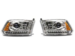 RAM 1500 LED Headlights - Raxiom - Halo with Switchback Turn Signals - Chrome - `09-`18