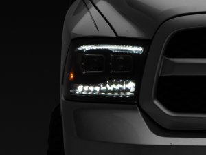 RAM 1500 LED Headlights - Raxiom - Projector with Switchback Turn Signals - Black - `09-`18