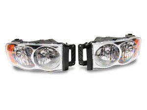 Dodge RAM 1500 LED Headlights - Raxiom - OE Style Replacement - Chrome Housing - `02-`05